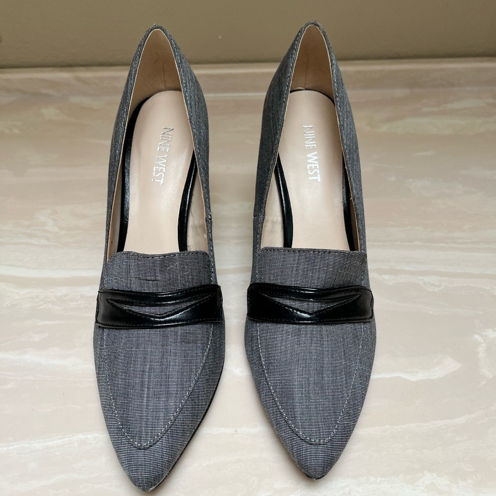 Nine West Gray and Black Heels with Pointed Toe